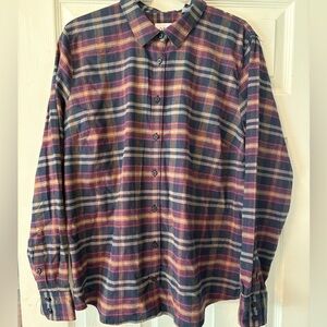 Orvis Women's Pink Cotton Navy Plaid Shirt - Sz XL